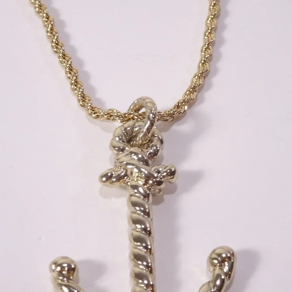 Banana Republic Roots of BR Gold Ribbon Rope Anchor Pendant Necklace NWT 88 - Picture 15 of 15